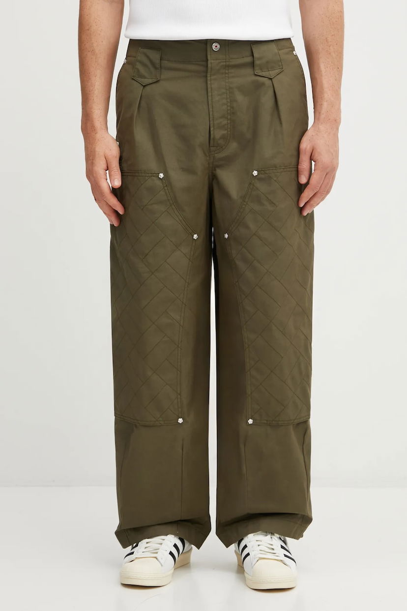 Hlače KENZO Weave Double Knee Pant Zelena | FF65PA2469HD