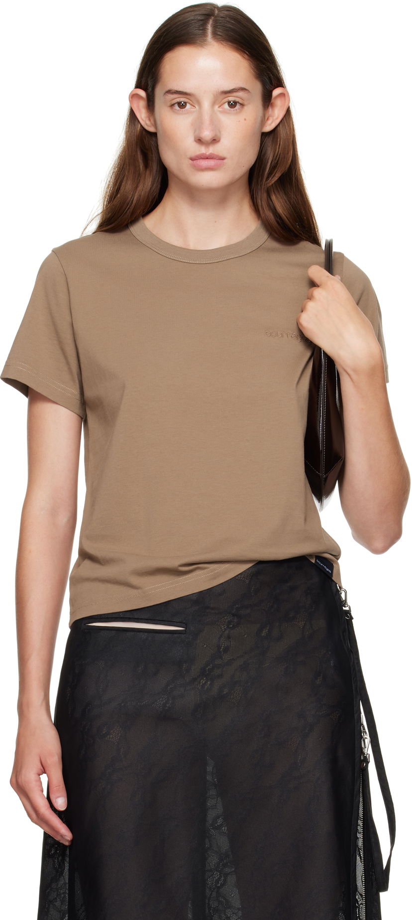 Majica kratkih rukava Courrèges Courrèges Embroidered T-Shirt Smeđa | 325JTS217JS0233