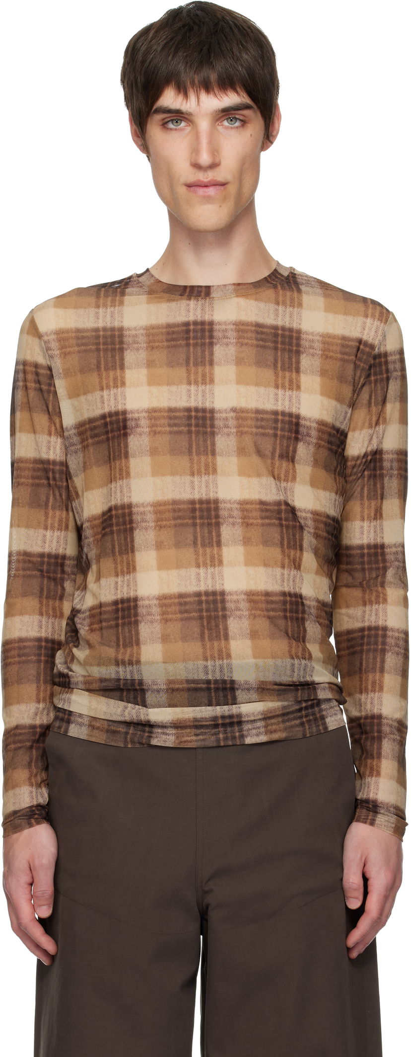 Majica kratkih rukava Dries Van Noten Dries Van Noten Printed Plaid Long-Sleeve T-shirt Višebojno | 252-021133-2621
