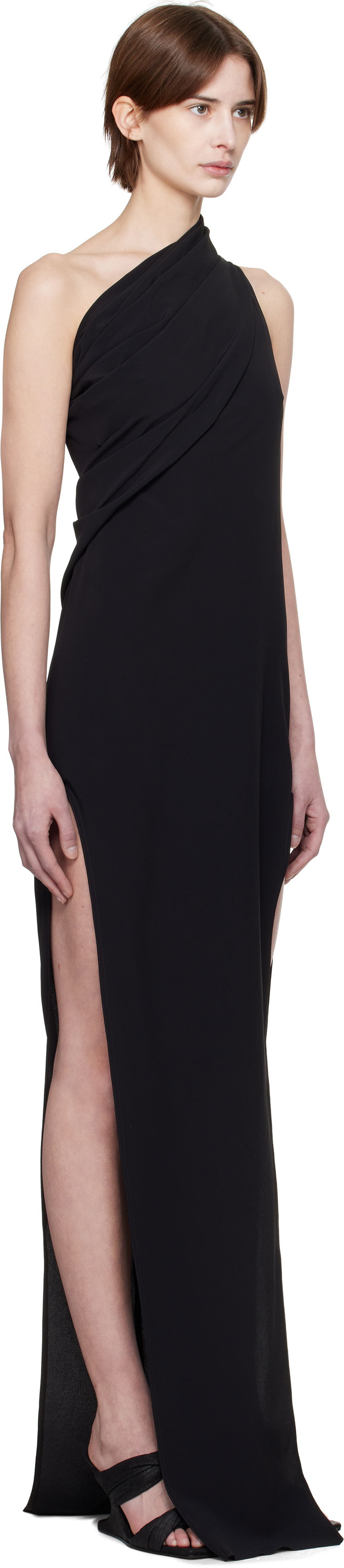Haljina Rick Owens Rick Owens Hollywood Athena Arrowhead One-Shoulder Maxi Dress Crna | RP01E7509 CC, 1