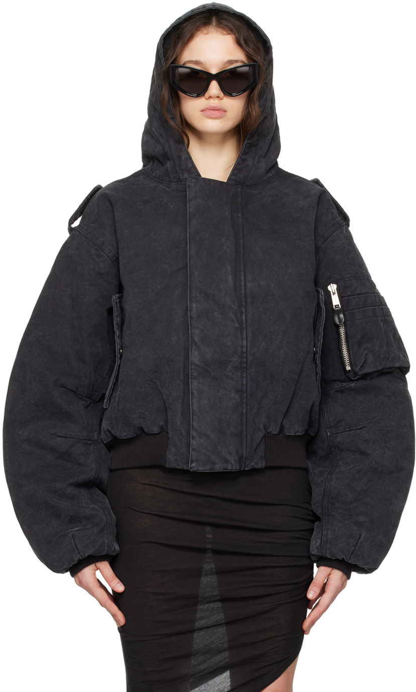 Bomber jakna Entire Studios Entire Studios W2 Denim Hooded Bomber Jacket Crna | ES2307IR