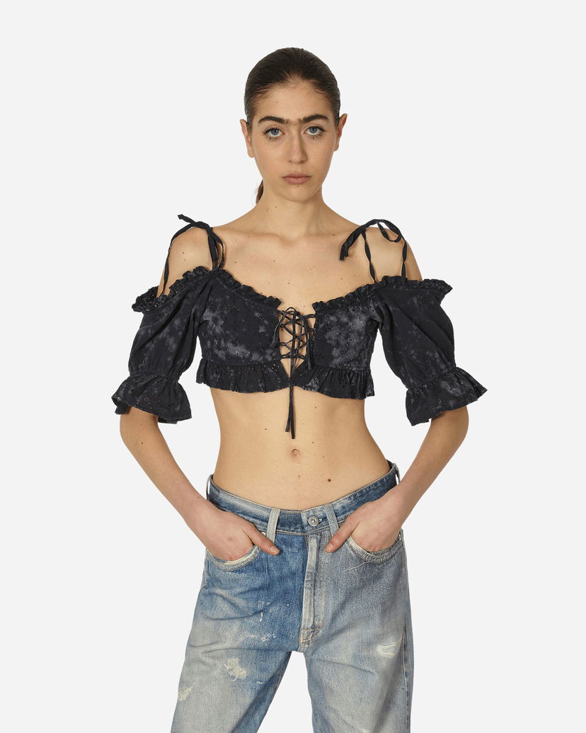 Majica bez rukava GUESS Dyed Sangallo Top Washed Out Black Crna | W4GH03WEUC0 F9CK