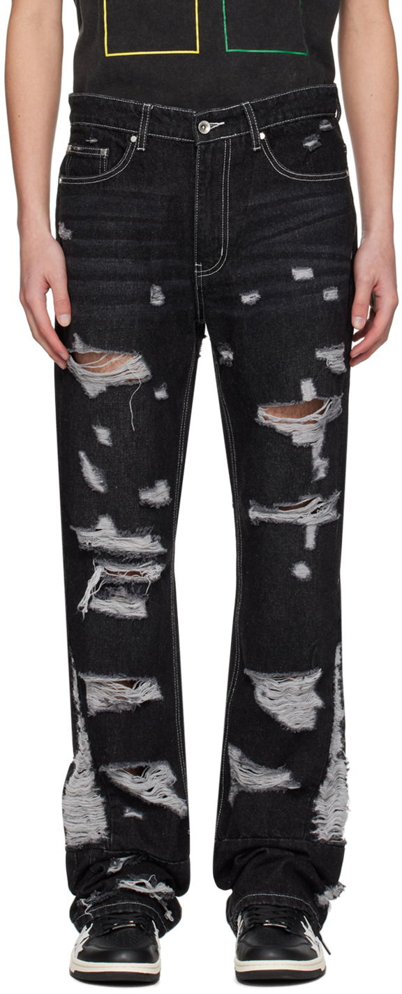 Jeans Who Decides War Distressed Gnarly Jeans Crna | 1120780002SS24