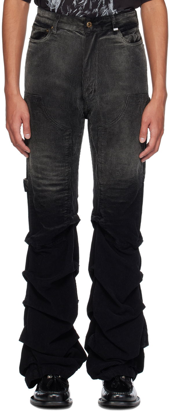 Cargo hlače We11done We11done Washed Wrinkled Corduroy Pants Crna | WD-PT2-24-237-M-BK