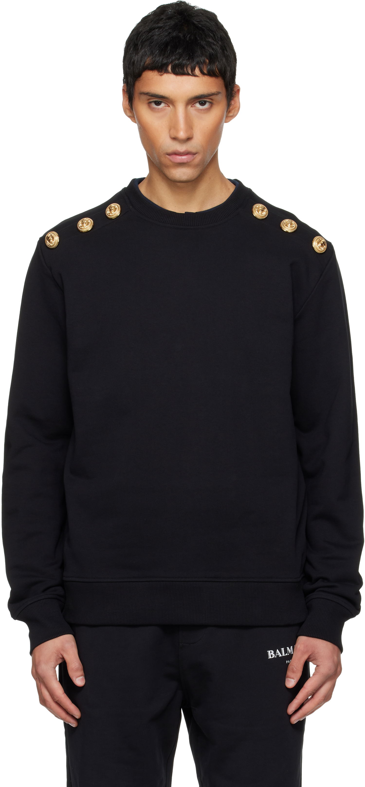 Dukserice Balmain Chain Lion Buttons Sweatshirt Crna | FH1JS155JB13, 0