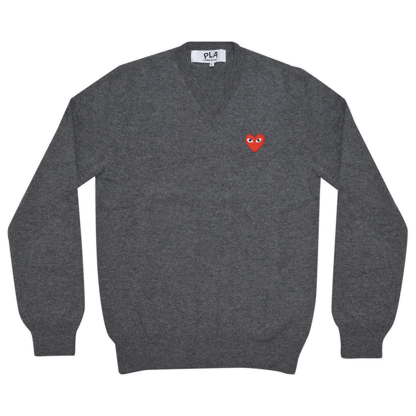 Džemper Comme des Garçons PLAY Heart Patch V-Neck Sweater Siva | AZ N002 051 3