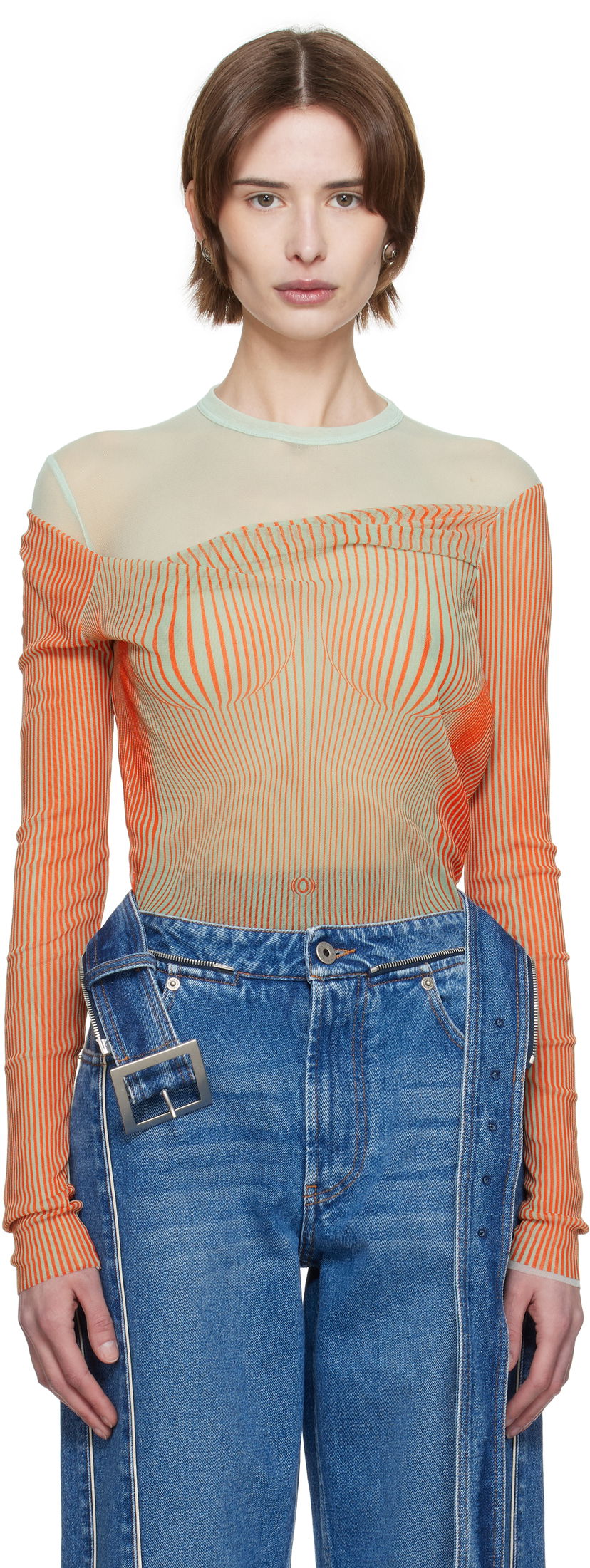 Majica kratkih rukava Jean Paul Gaultier Jean Paul Gaultier Draped Body Morphing Bodysuit Narančasta | 25/33-F-BD064-T578-4216