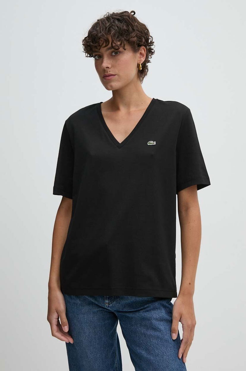 Majica kratkih rukava Lacoste Lacoste V-Neck T-Shirt Crna | TF7300