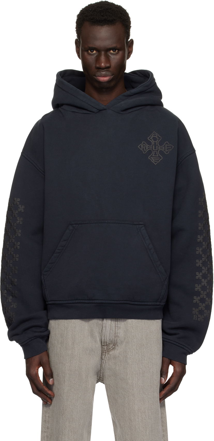 Dukserice Rhude Rhude Cross Logo Hoodie Tamnoplava | RHPS25HO02012