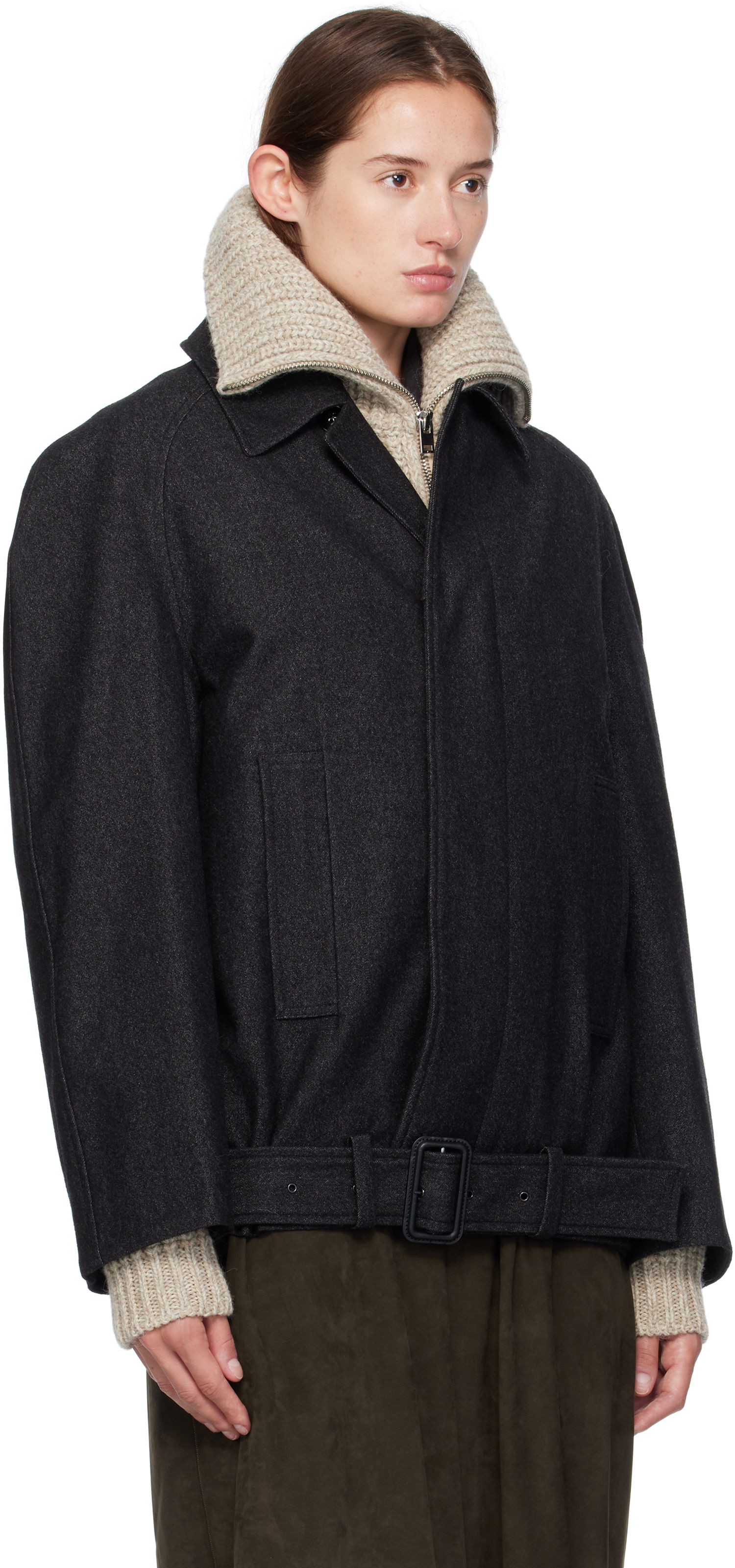 Kaputi LEMAIRE Lemaire Raglan Sleeve Short Coat Siva | OW1156 LF1319, 1