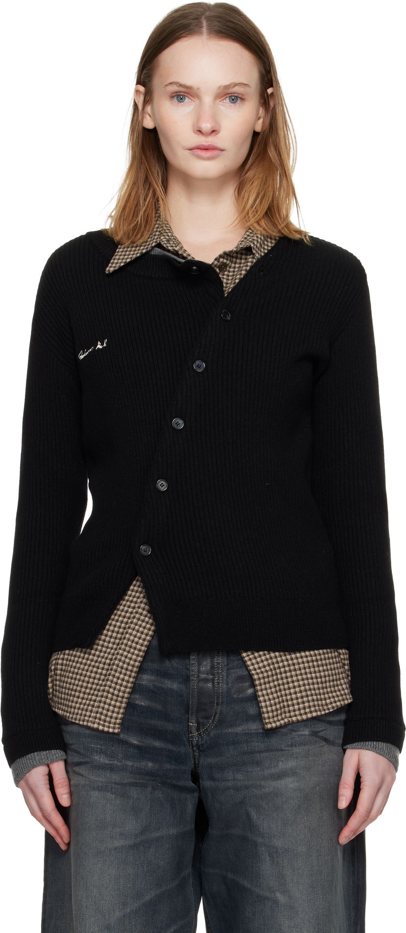 Džemper Andersson Bell Button Slim Knit Cardigan Crna | atb1383w