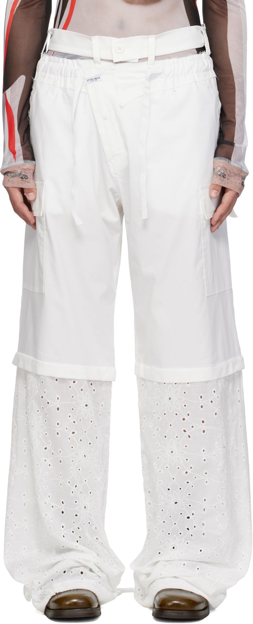 Hlače Ottolinger Ottolinger Baggy Cargo Pants with Eyelet Hem Bijela | 106-200106-01