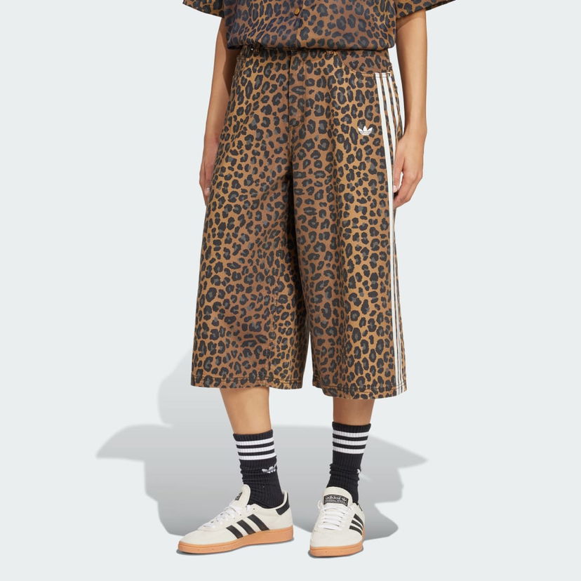 Kratke hlače adidas Originals Originals Denim Leopard Print Bermuda Shorts Smeđa | KA2676