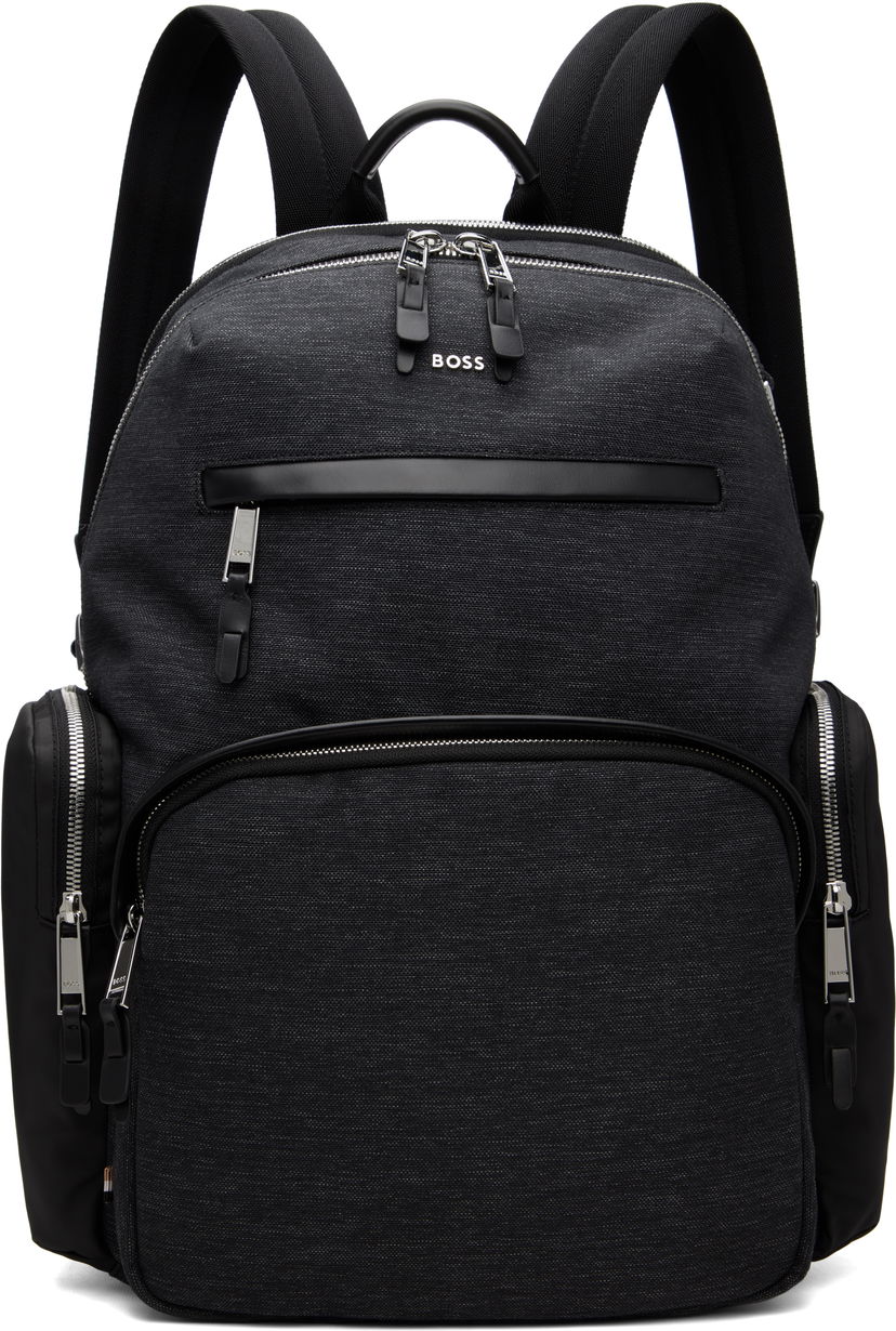 Ruksak BOSS Textured Fabric Hardware Backpack Crna | 50548018
