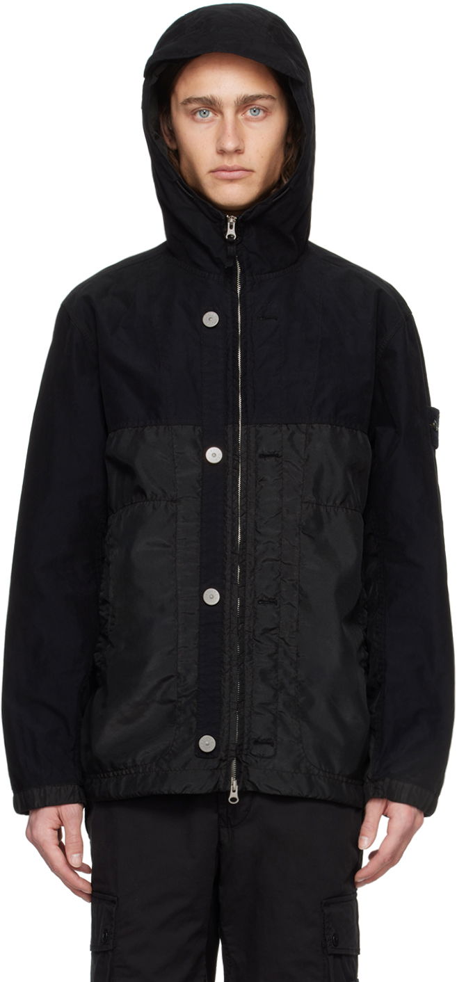 Jakna Stone Island Black Hooded Jacket Crna | 801542732