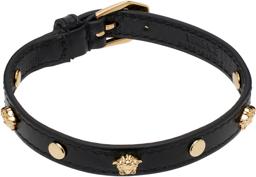 Narukvica Versace Medusa Leather Bracelet Crna | 1018429_1A00637