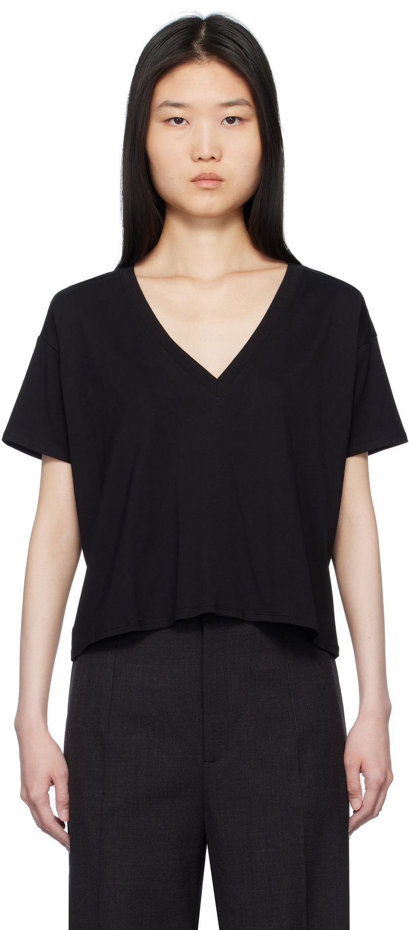 Majica kratkih rukava Loulou de Saison Loulou de Saison Faaa V-Neck T-Shirt Crna | FAAA