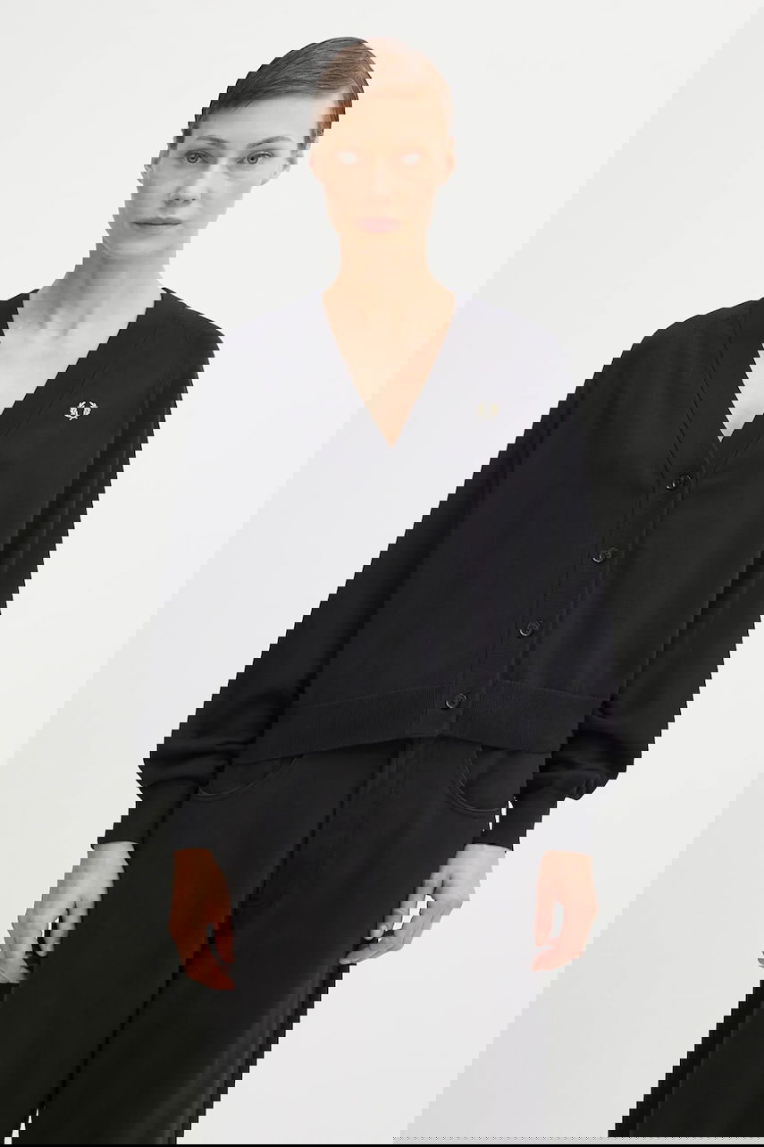 Džemper Fred Perry Fred Perry Women's Knitted Cardigan Crna | K1120, 0