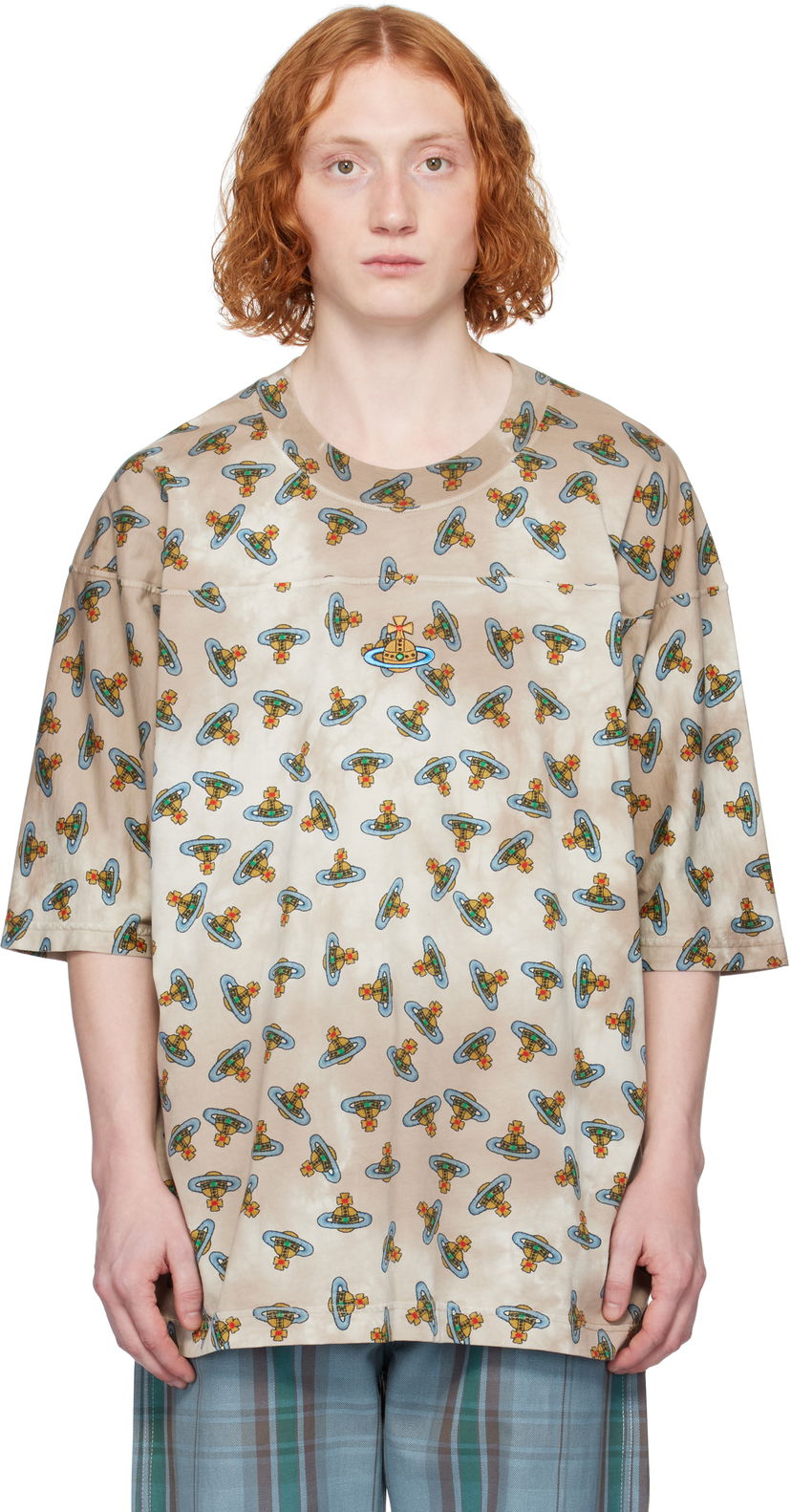 Majica kratkih rukava Vivienne Westwood Vivienne Westwood Overdye Orb Print T-Shirt Bež | 3G01002D-J008V-