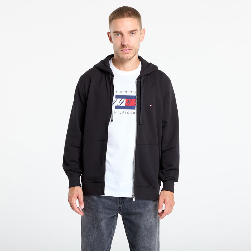 Dukserice Tommy Hilfiger Tommy Hilfiger Men's Essential Terry Zip-Through Hoodie Crna | MW0MW37239 BDS