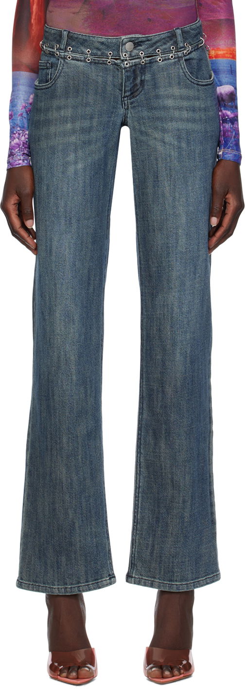 Jeans Miaou Miaou Marco Chain-Embellished Jeans Plava | 1033SD2DUR