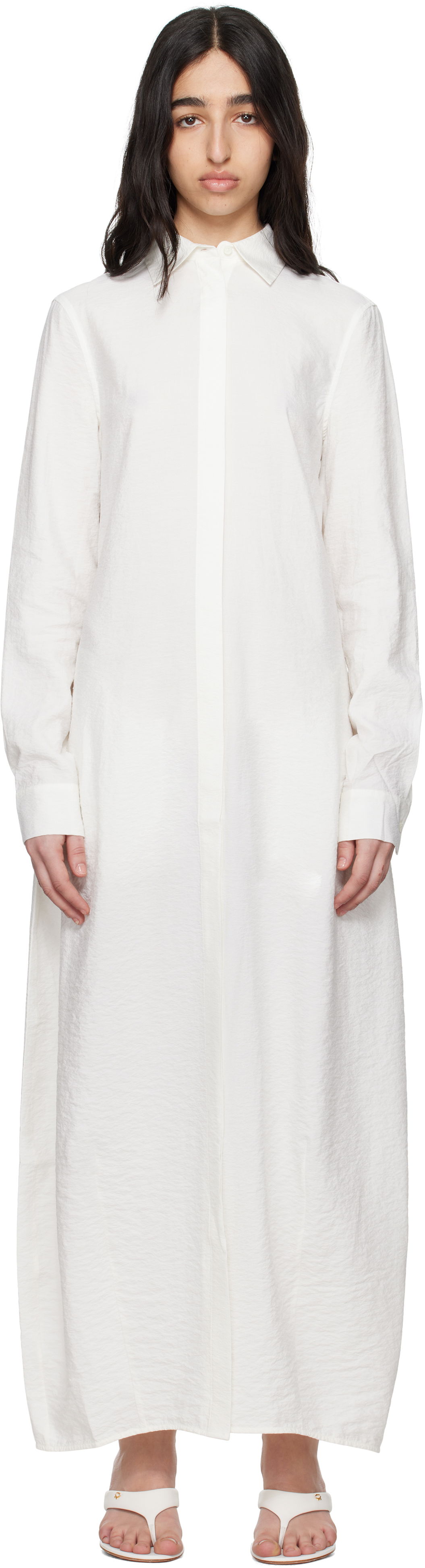 Haljina TOTEME TOTEME Parachute Shirt Maxi Dress Bijela | 251-WRD4489-FB0368, 0