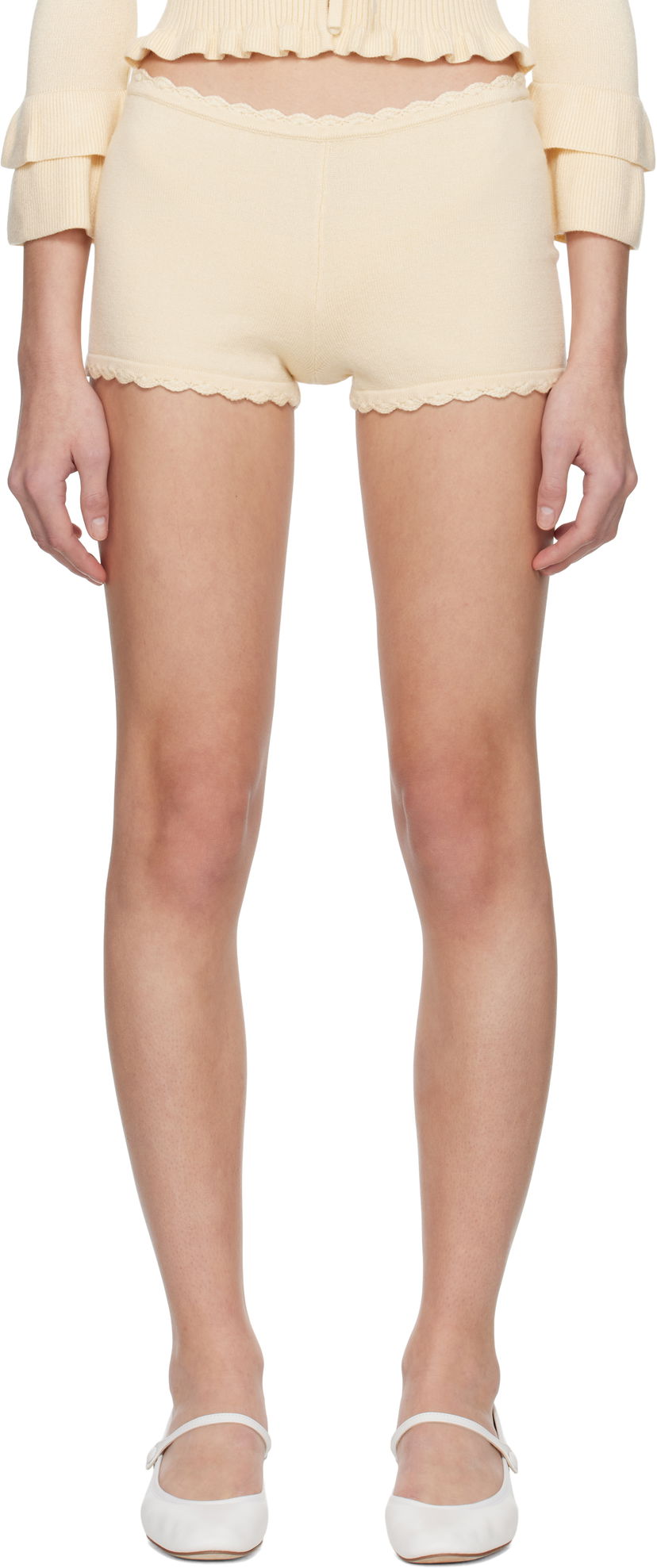 Kratke hlače GUIZIO Guizio Knit Scallop Shorts Žuta | S25214S052