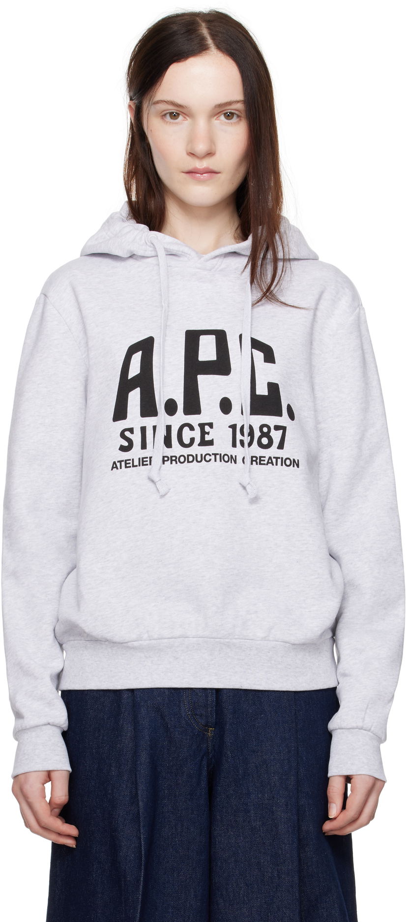 Dukserice A.P.C. Print Label Hoodie Siva | COHBV-M27955