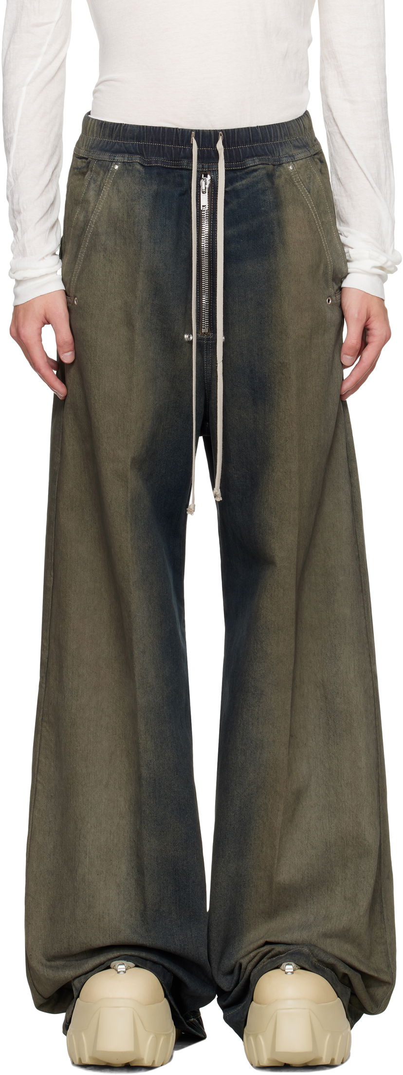 Jeans Rick Owens Rick Owens Wide Bela Jeans Zelena | RU02E1366 DKDEG