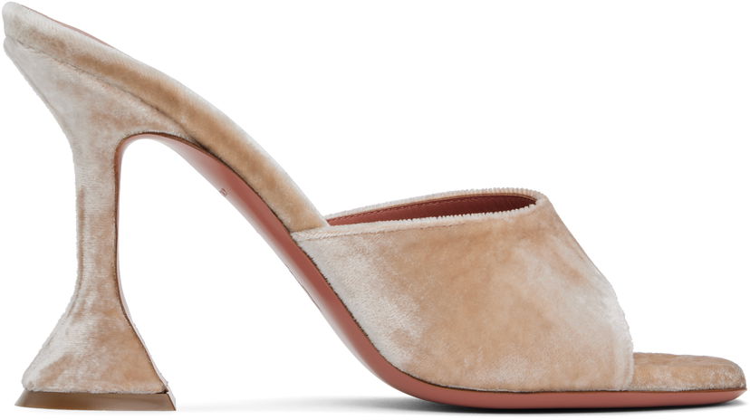 Tenisice i cipele Amina Muaddi Lupita Slipper Heeled Sandals Bež | LUPITA SLIPPER VELVET