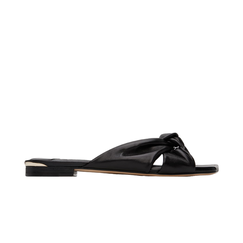 Tenisice i cipele Jimmy Choo Black Leather Knotted Flat Sandals Crna | AVENUE FLAT NAP