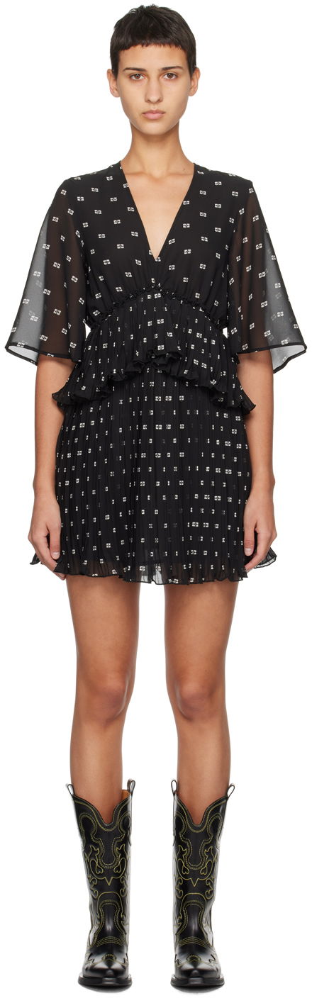 Haljina GANNI Pleated Minidress Crna | F8832