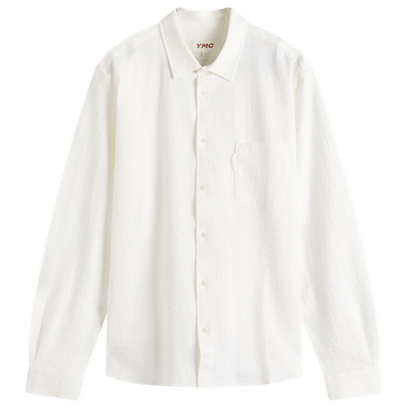 Košulja YMC Curtis Seersucker Shirt, Size Large Bijela | P2AZI-10