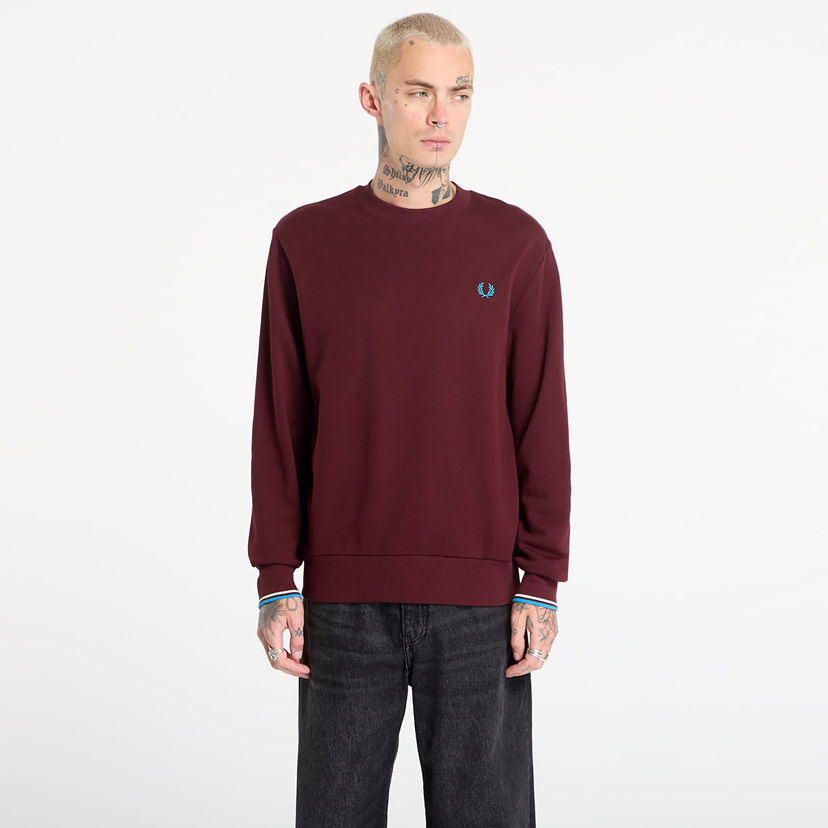 Dukserice Fred Perry FRED PERRY Crew Neck Sweatshirt Tamnocrvena | M7535 Z63