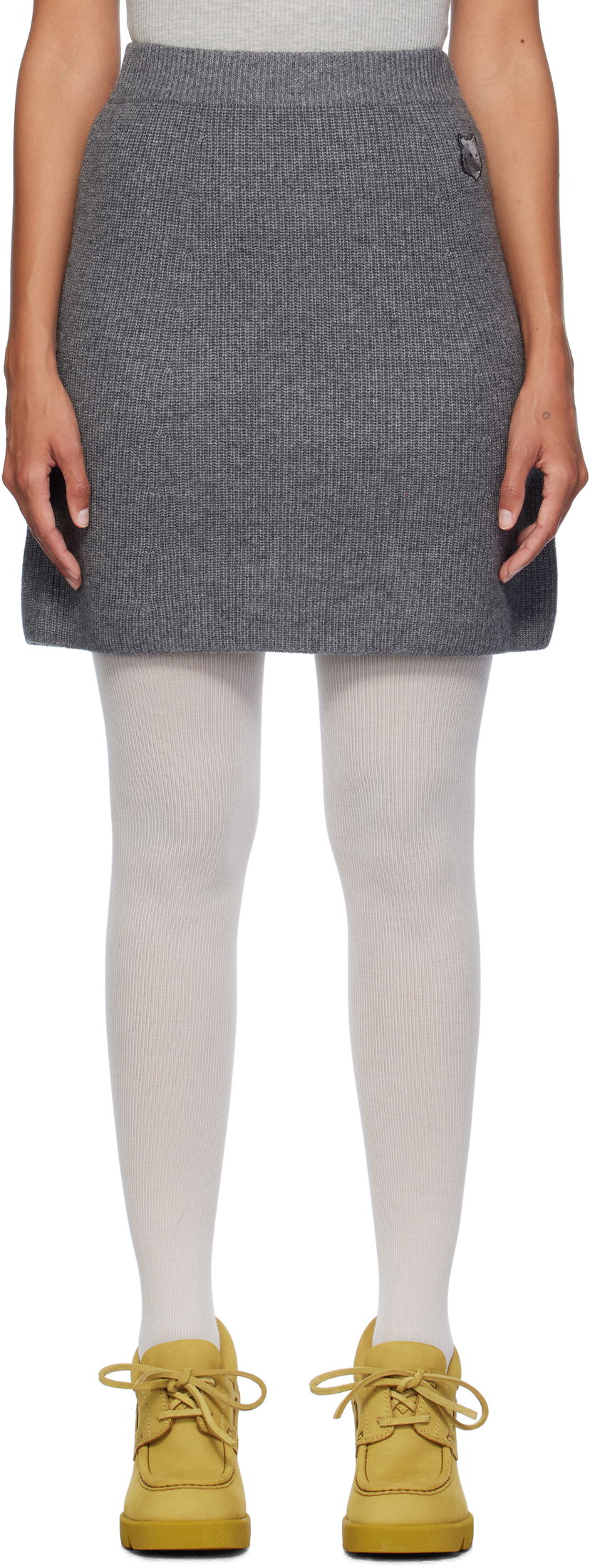 Suknja MAISON KITSUNÉ Ribbed Miniskirt Siva | NW01514KT1093