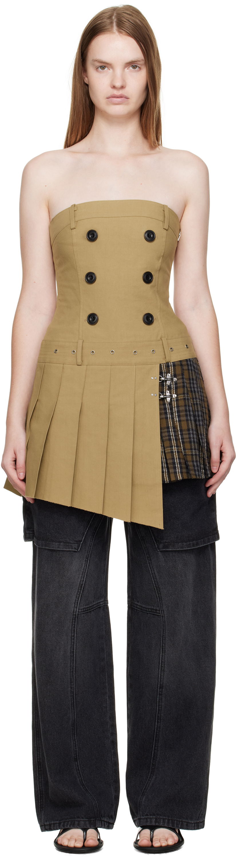 Haljina Andersson Bell Andersson Bell Double-Breasted Pleated Minidress Bež | atb1366w