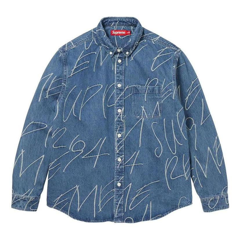 Košulja Supreme Handwriting Jacquard Denim Shirt Plava | SUP-FW23-152