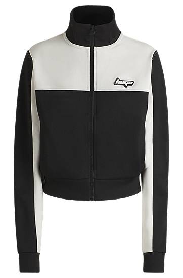 Jakna BOSS Retro Zip-Up Sweatshirt with Color-Blocking Crna | 50537054, 0