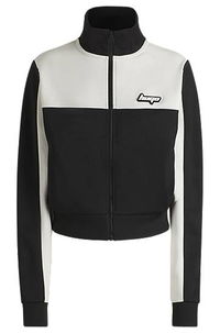 Retro Zip-Up Sweatshirt with Color-Blocking