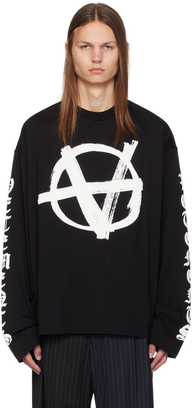 Majica kratkih rukava VETEMENTS Black Anarchy Long Sleeve T-Shirt Crna | UA65LS650B