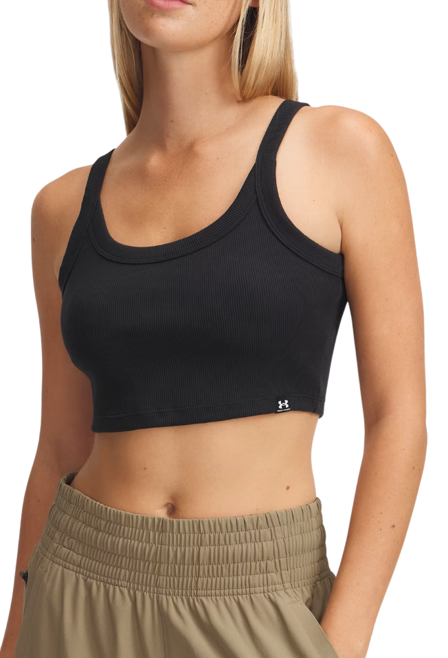 Majica bez rukava Under Armour Under Armour UA Rival Rib Crop Tank Top Crna | 6000265-001