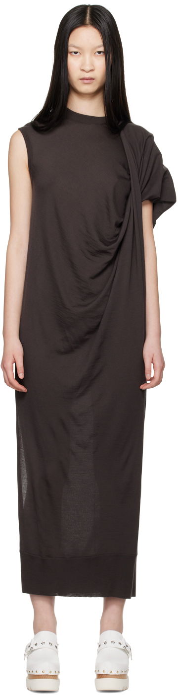 Haljina Stella McCartney Stella McCartney Asymmetric Draped Maxi Dress Smeđa | 6K08153S2500