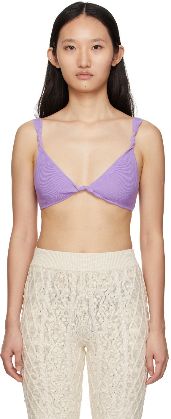 Grudnjak Loulou de Saison Loulou de Saison Qamea Cashmere Knit Bra Ljubičasta | QAMEA