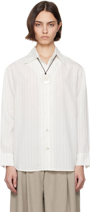 Košulja Nanushka Nanushka Fryda Pinstriped Button-Down Shirt Bijela | NW25SSTP26400, 0