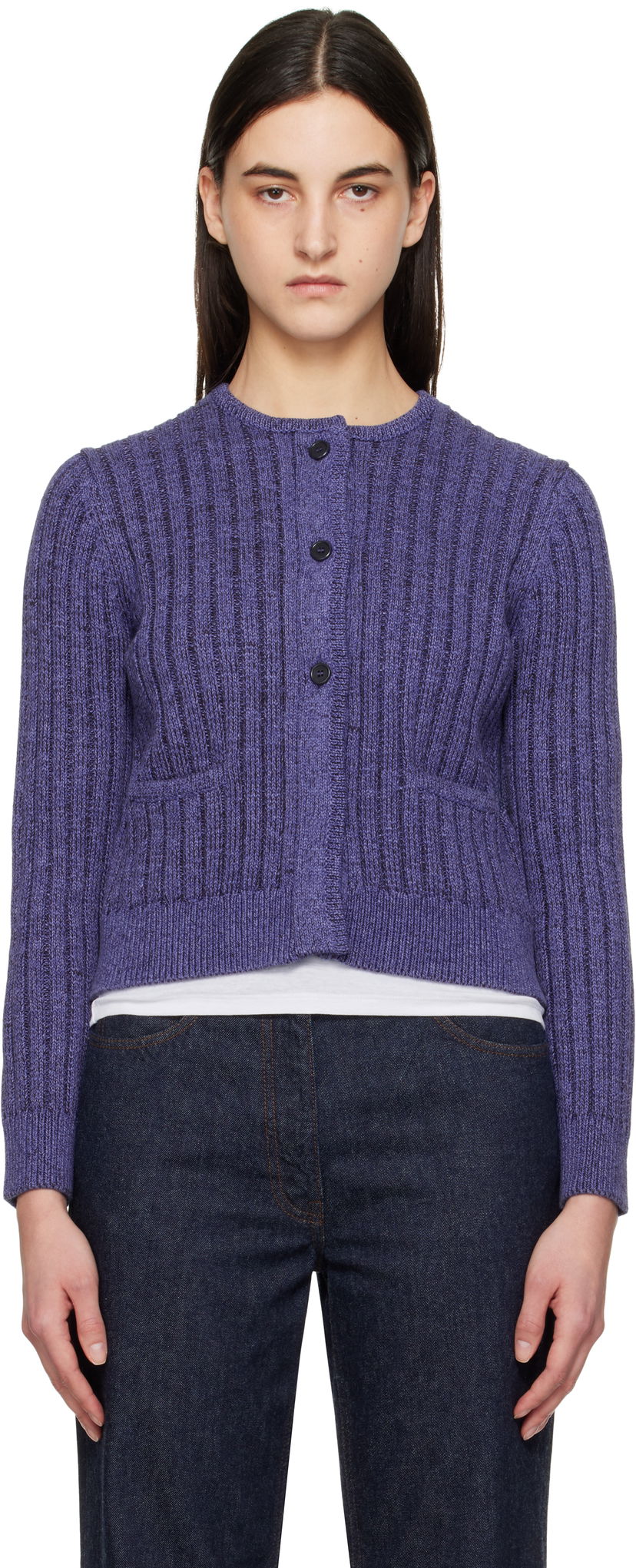 Džemper JW Anderson JW Anderson Cropped Buttoned Cardigan Ljubičasta | KW1356-YN0410