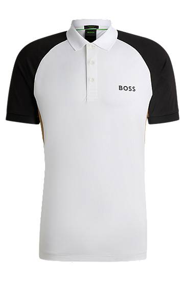 Polo majica BOSS BOSS Active Colour-Blocked Polo Shirt with Mesh Inserts Bijela | 50540886