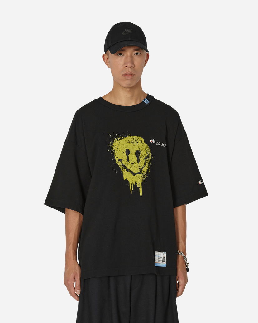 Majica kratkih rukava Maison MIHARA YASUHIRO T-Shirt with Smiley Face Print Crna | A11TS691 BLACK