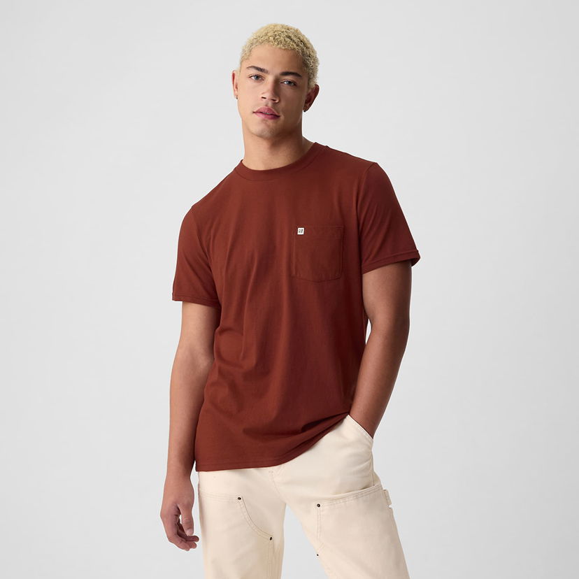 Majica kratkih rukava GAP T-shirt Logo Pocket Tee Smoked Paprika XL Smeđa | 857901-07