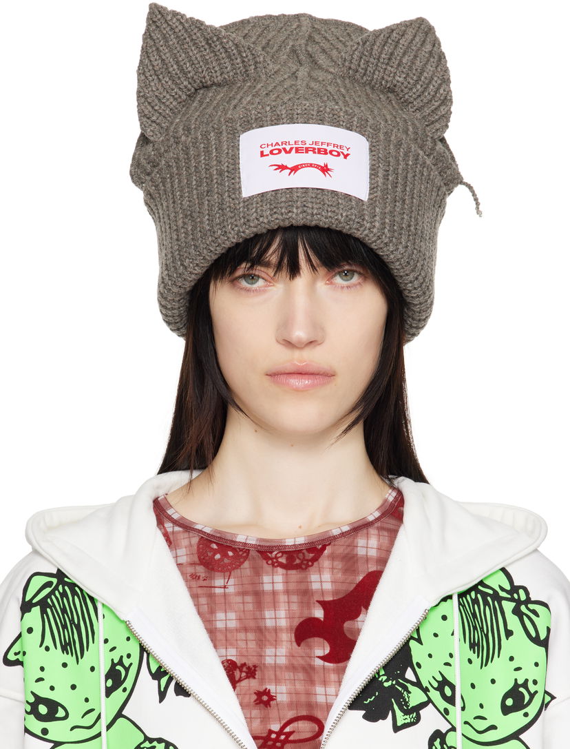 Kapica Charles Jeffrey Loverboy Charles Jeffrey LOVERBOY Chunky Knit Ears Beanie Siva | 32130903