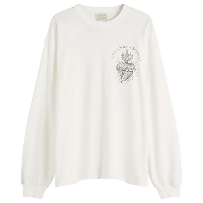 Majica kratkih rukava Aries Aries Faded Ex Amino Long Sleeve T-Shirt, Size Large Bijela | AR60024-OWT